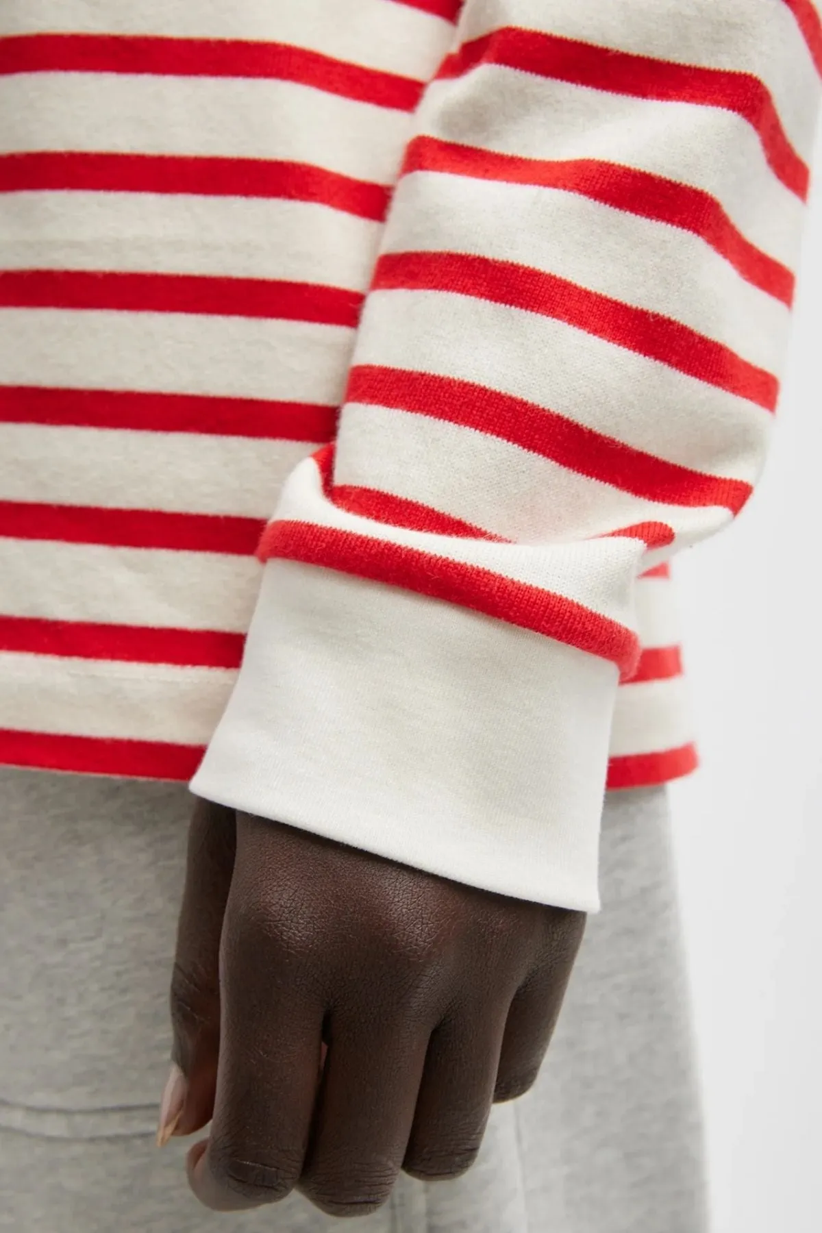 Tibi Striped Perfect Unisex Long Sleeve T - Red