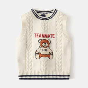 Toddler Boy Sweater Vest Bear Emblem
