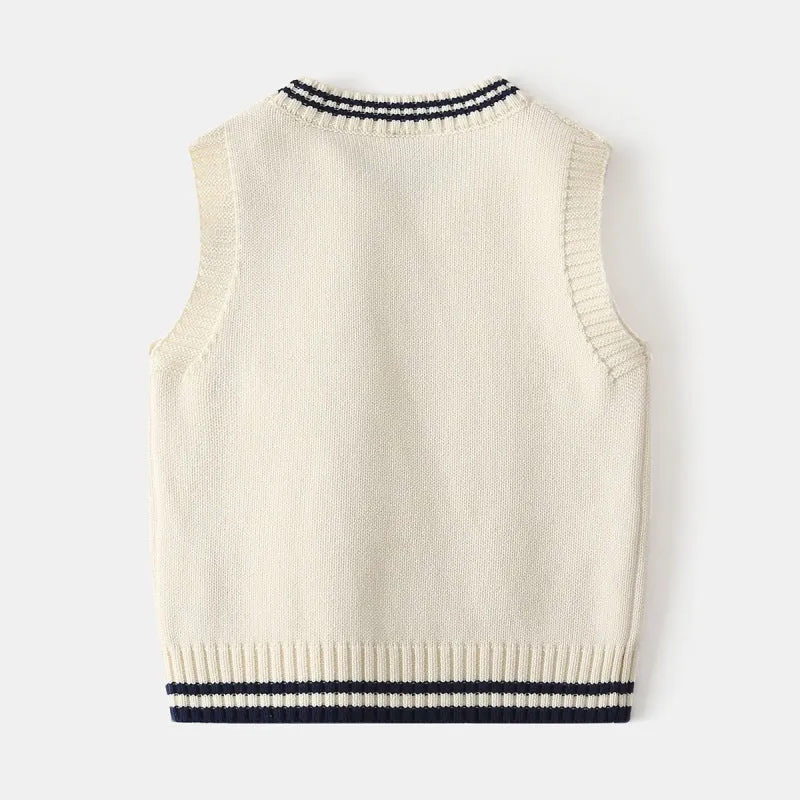 Toddler Boy Sweater Vest Bear Emblem