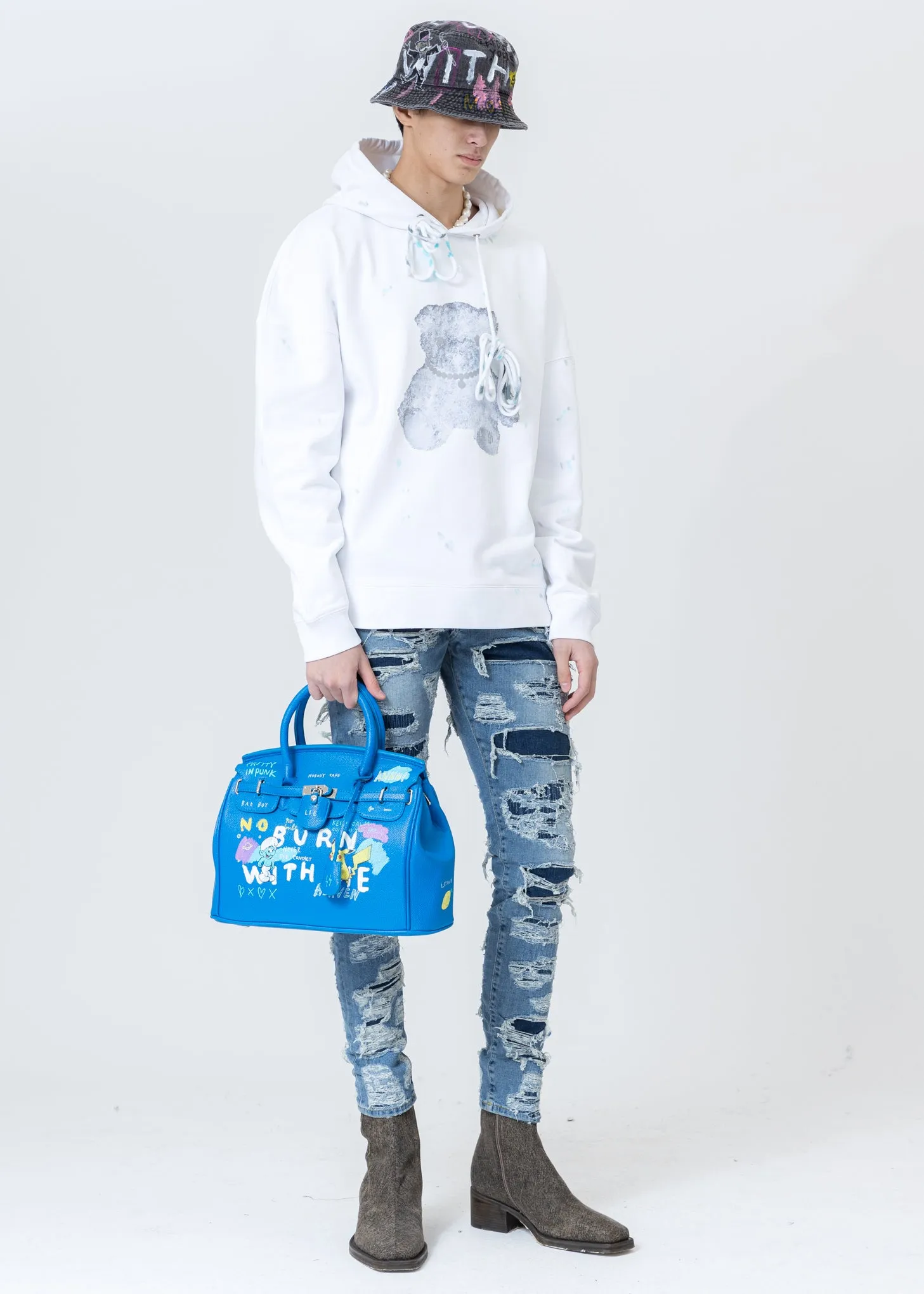 White Pearl Necklace Teddy Hoodie (Reflect)