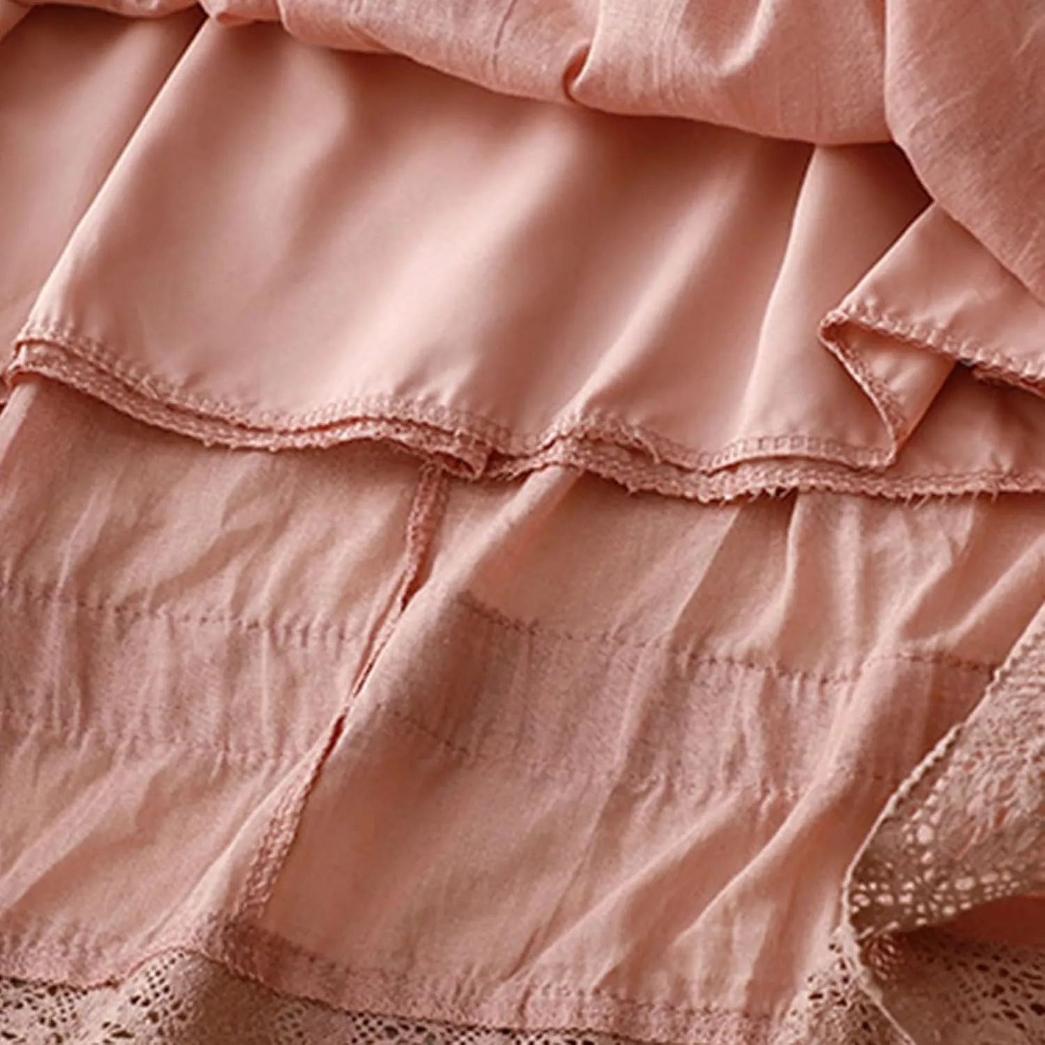 Women Lace Embroidered Hem Midi Skirt Summer Cotton Linen Pleated A-Line Skirts Elastic Tie High Waist Beach Skirt