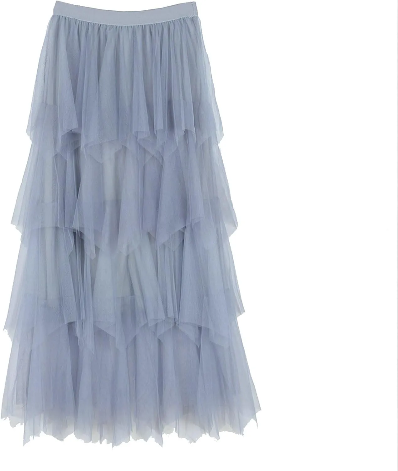 Women Tulle Skirts Layered Tutu Skirt Midi Length Elastic High Waist A Line Skirt Party Evening Mesh Skirt 2025