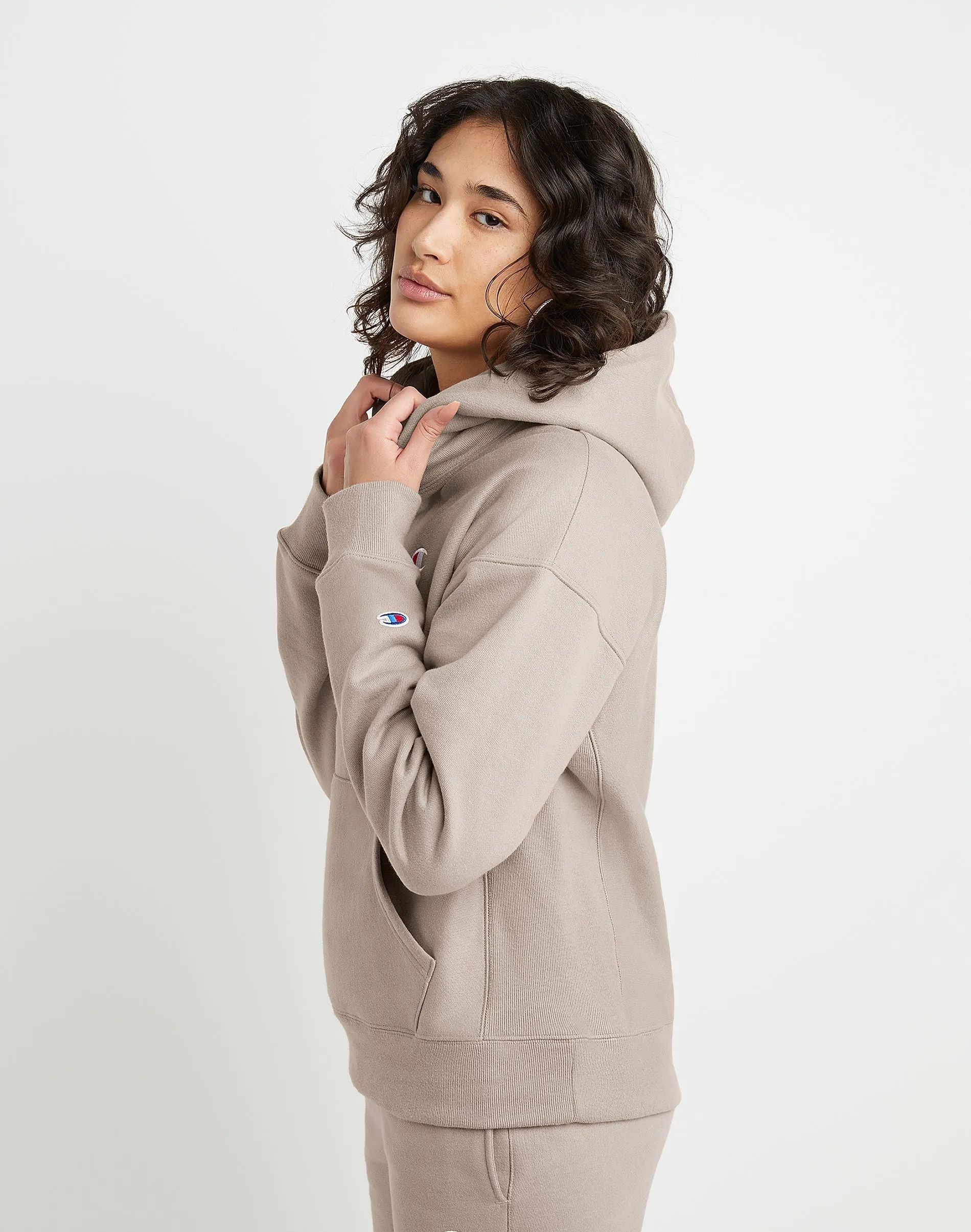 Women's Champion RW Hoodie C Logo Dark Khaki