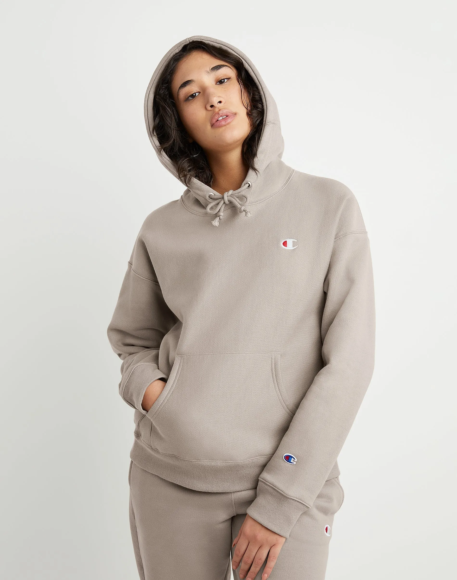 Women's Champion RW Hoodie C Logo Dark Khaki