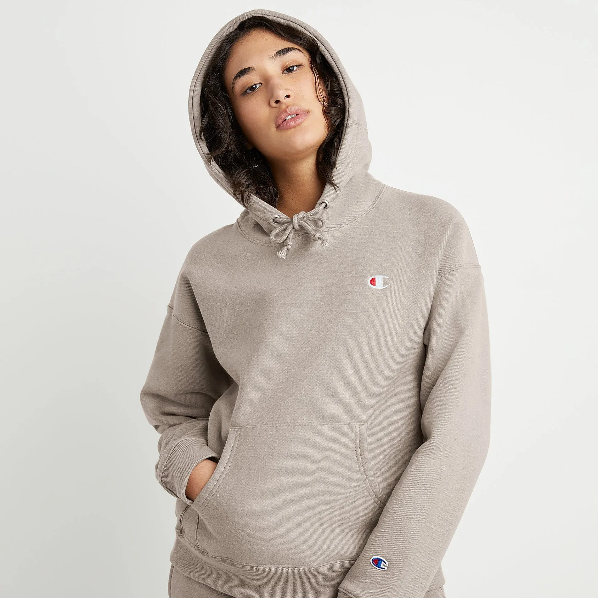 Women's Champion RW Hoodie C Logo Dark Khaki