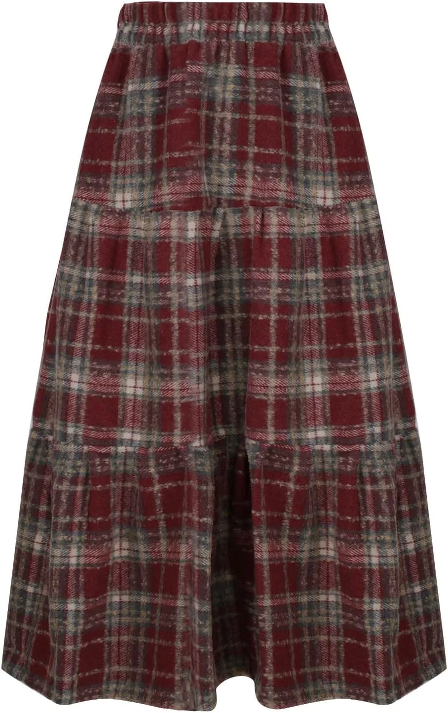Womens Plaid Skirt Fall Winter Fashion Retro Elastic High Waisted Pleated Skirts Casual Fashion A Line Swing Skirts