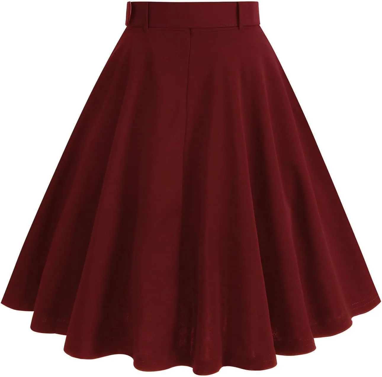 Women's Vintage Midi Skirt, Stretch High Waist A-Line Swing Skirts Elegant Prom Party Clothes with Pockets and Belts
