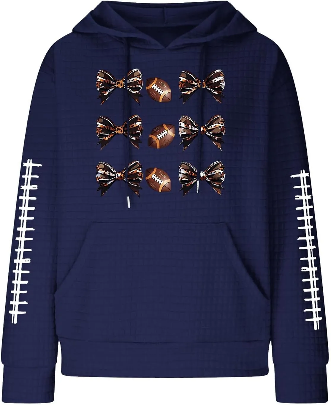 Womens Waffle Knit Hoodies Funny Football Graphic Shirt Game Day Hooded Sweatshirt Casual Pullover Tops 2025