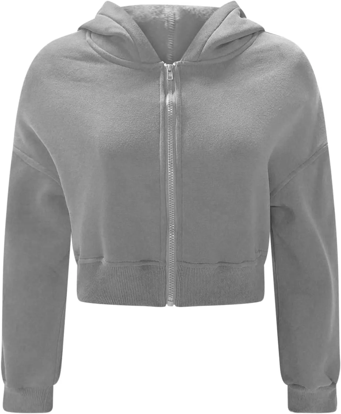 Womens Zip Up Cropped Sweatshirts Hoodie Long Sleeve Jacket Trendy Y2K Crop Tops 2024 Fashion Outfits Clothing