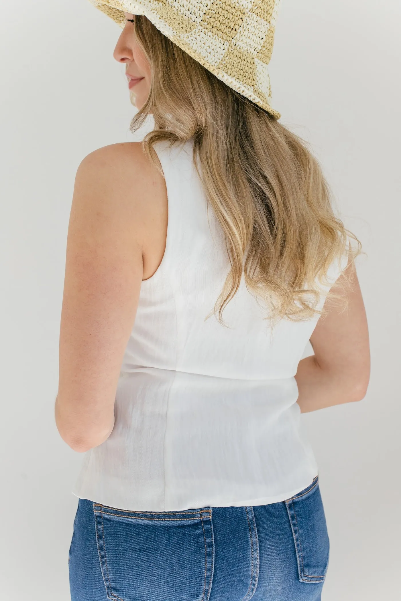 Zoella Button Down Vest - White