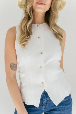 Zoella Button Down Vest - White